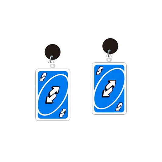 Blue Reverse Card Uno Game Drop Earrings Hip Hop Women Party Gift Jewelry Ear