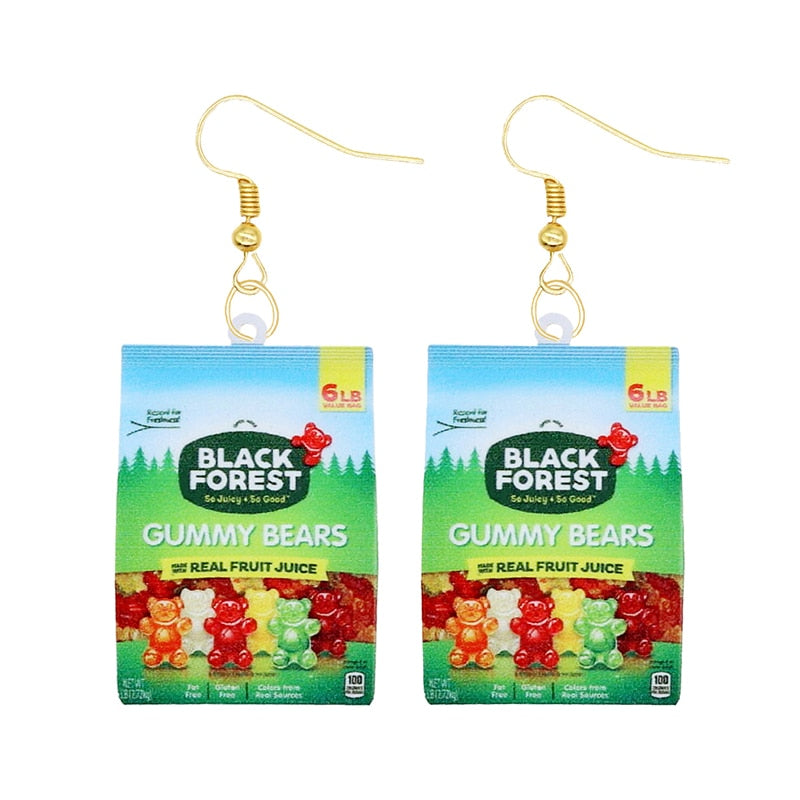 Gummy Bears Candy Bag Funny Design Drop Earrings Women Charms Earring Fashion