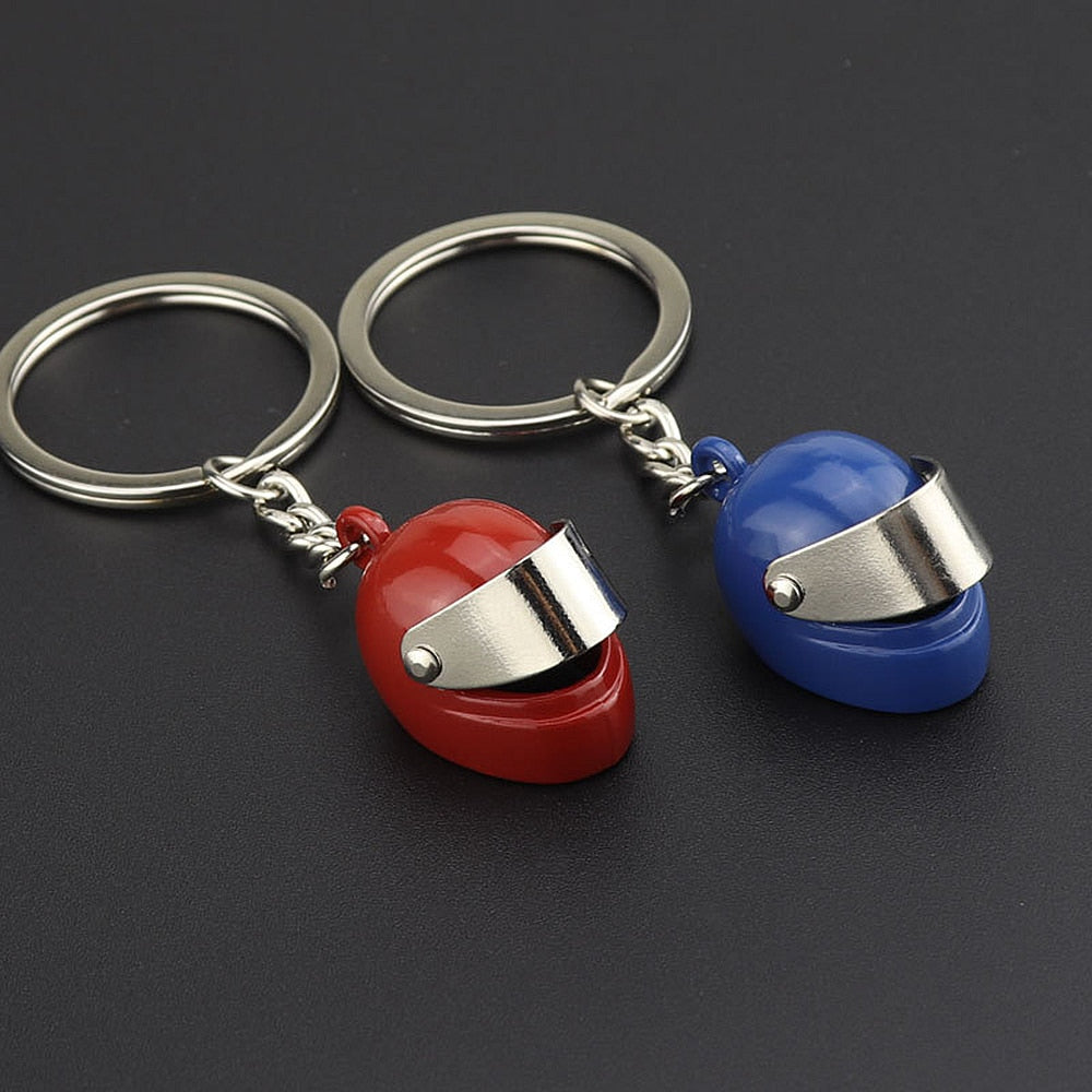 4 Colors Simulation Motorcycle Helmet Keychains Exquisite Keyring Charms Gift
