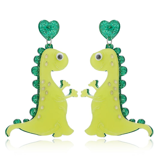 Cute Green Dinosaur Acrylic Drop Earrings Women Travel Fashion Cartoon Earrings