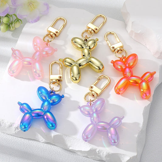 6 Styles Balloon Dog Animal Couple Keychains Key Ring For Women Men New Colorful