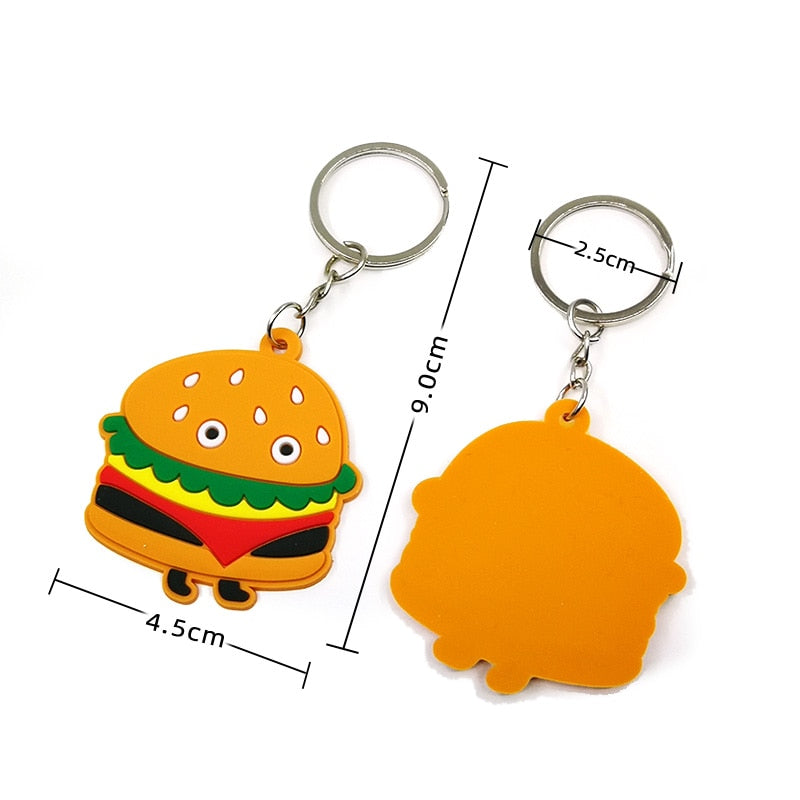 19 Styles Fast Food Junk Food Sweets Treats Keychain Cartoon Key Holder Car