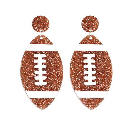 Glitter American Football Ball Drop Earrings Women Fashion Creative Art Cute