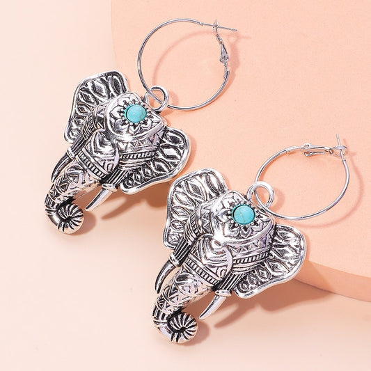 Textured Elephant Dangle Earrings Women Gifts Earring Cute Girls Eardrop Jewelry