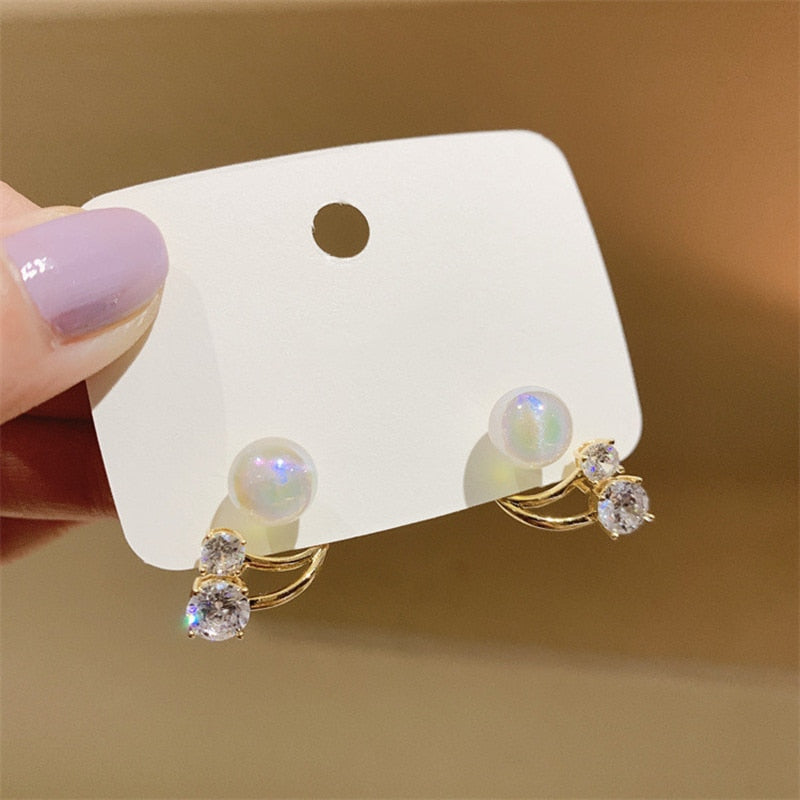 16 Styles Irregular Flower Fish Tail Pearl Stud Earrings Woman Fashion Party