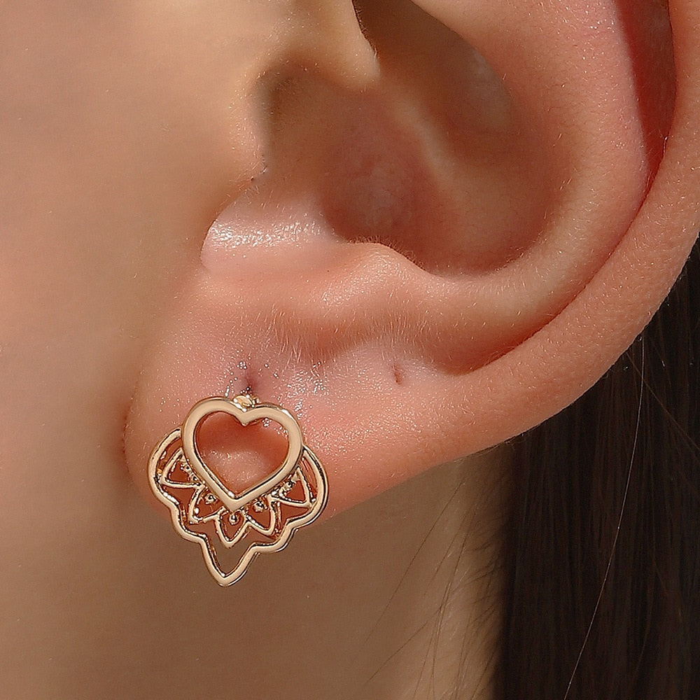 Hollow Out Heart Stud Earrings Fashion Women Summer Party Jewelry Girls Gifts