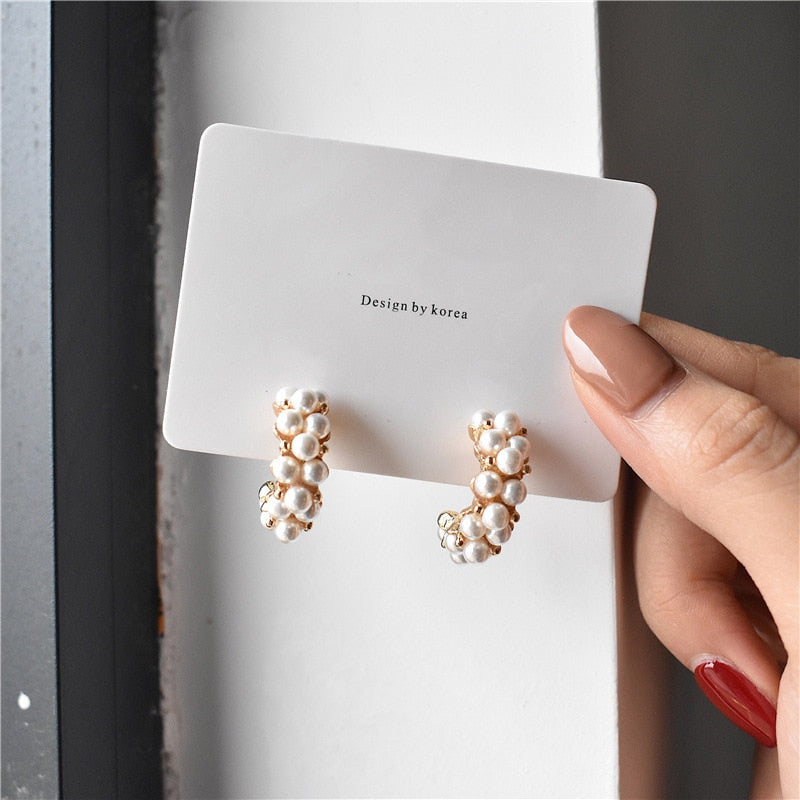 White Dots Stud Earrings Fashion Elegant Women Creativity Earrings