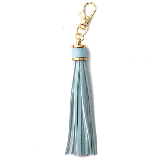 Light Blue Tassel PU Leather Keychain Cartoon Key Holder Car handbag Keyring