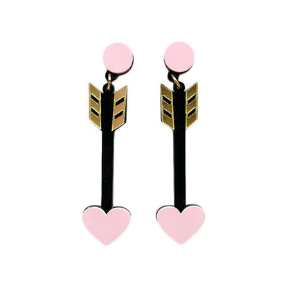 Pink Heart Arrow Acrylic Drop Earrings Women Travel Fashion Cartoon Earrings