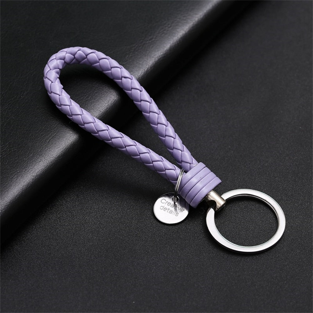 39 Styles PU Leather Braided Woven Rope Keychain DIY Bag Pendant Key Chain