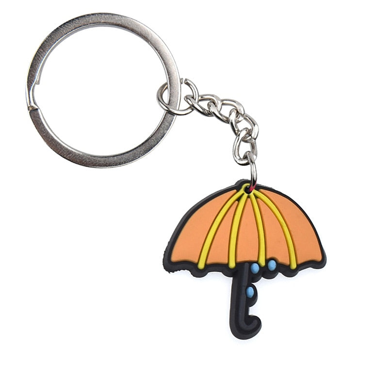 Umbrella Creative Cartoon PVC Keychain For Keyring Bag Car Key Chain Ring