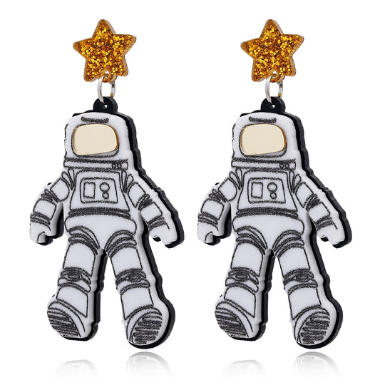 Astronaut Design Acrylic Drop Earrings Women Travel Fashion Cartoon Earrings