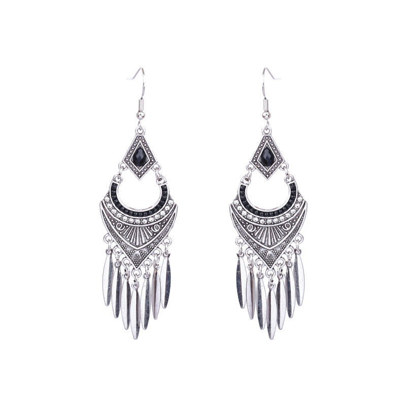 Rhombus Metal Tassels Dangling Drop Earrings Female Fashion Earrings Jewelry