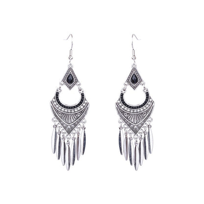 Rhombus Metal Tassels Dangling Drop Earrings Female Fashion Earrings Jewelry