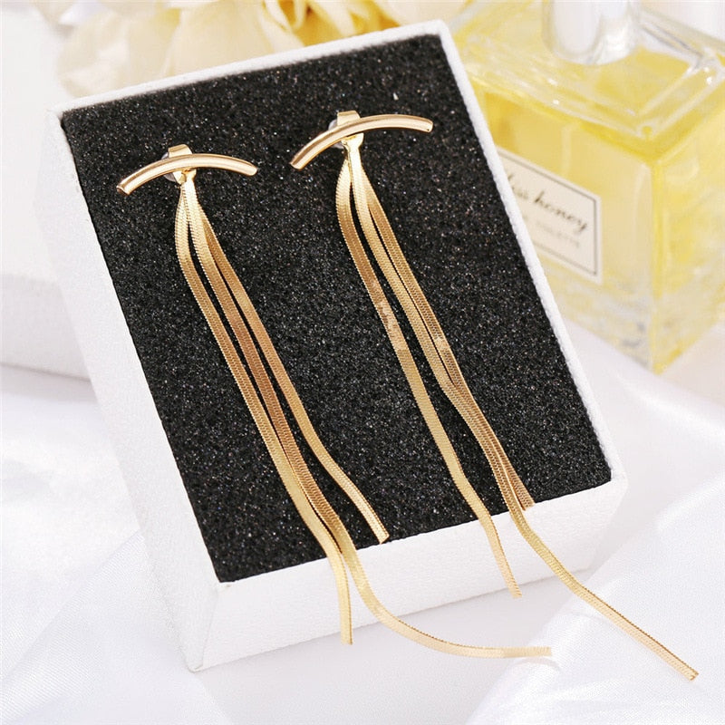 Smooth Tassel Drop Earrings Women Party Wedding Jewelry Dangle Gifts Earrings