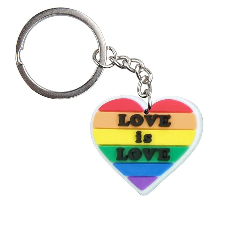 18 Styles Love is Love Pride Rainbow Pendant PVC Keychain with Car Bag Key Chain