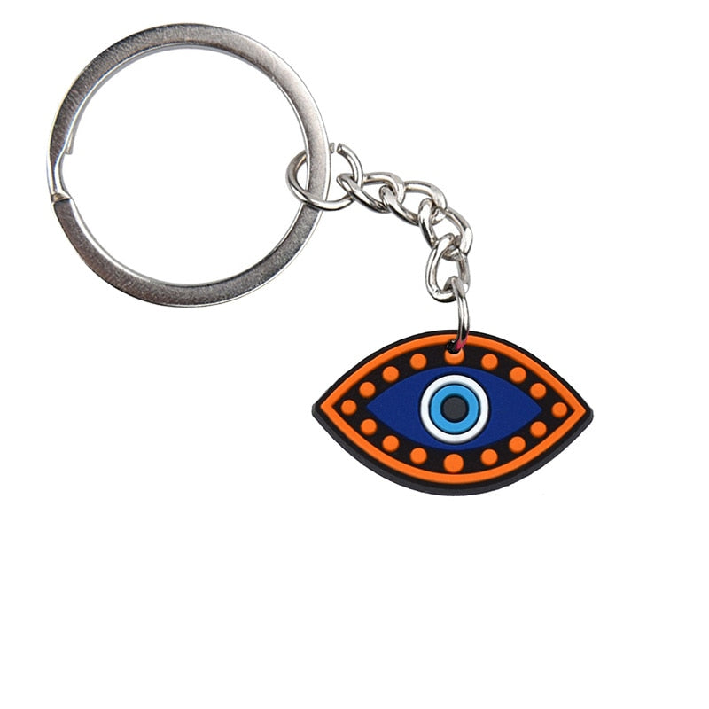 Orange Blue Lucky Evil Eye Keychain Cartoon Key Holder Car handbag Keyring Gift