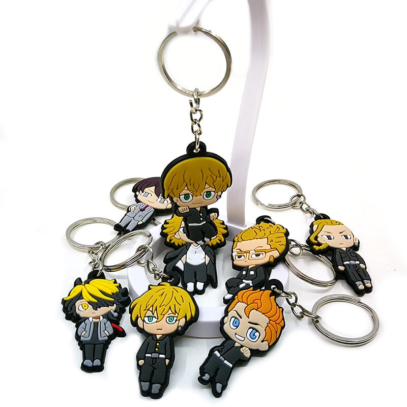 12 Styles PVC Anime Figure Keychain Key Ring Charms Keys Decoration Fit Boys Men