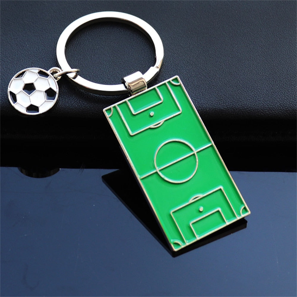 1pcs Creative Football Court Key Chain for Men Basketball Court Pendant Key Ring