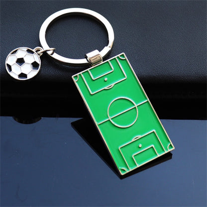 1pcs Creative Football Court Key Chain for Men Basketball Court Pendant Key Ring