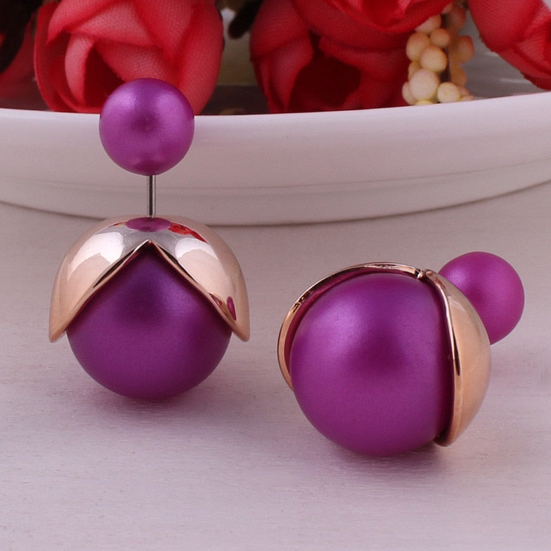 Flower Bud Ball Design Fashion Earrings Women Girls Stud Earrings Wedding