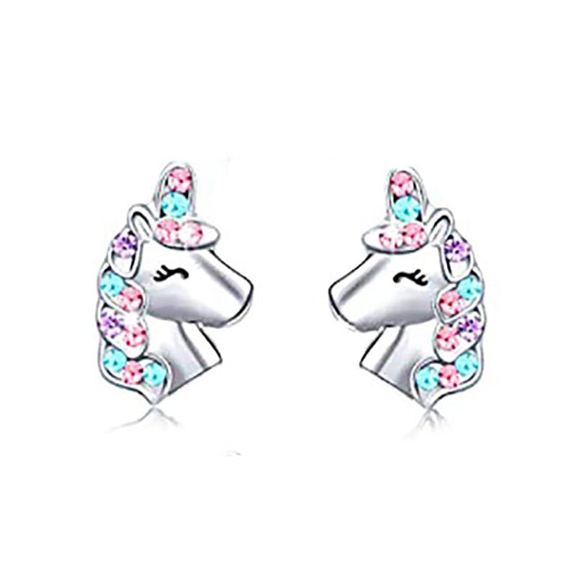 18 Styles Cute Unicorn Cartoon Fashion Stud Earrings Women Girl Earrings Jewelry