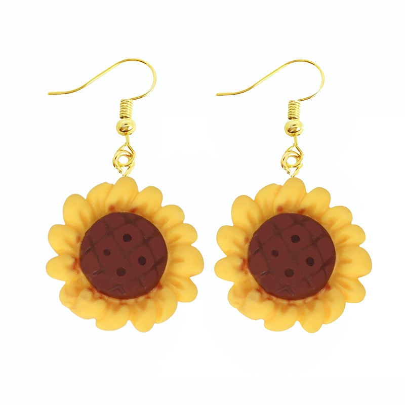 Sunflower Drop Earrings Women Art Fashion Cartoon Earrings Creative Jewelry