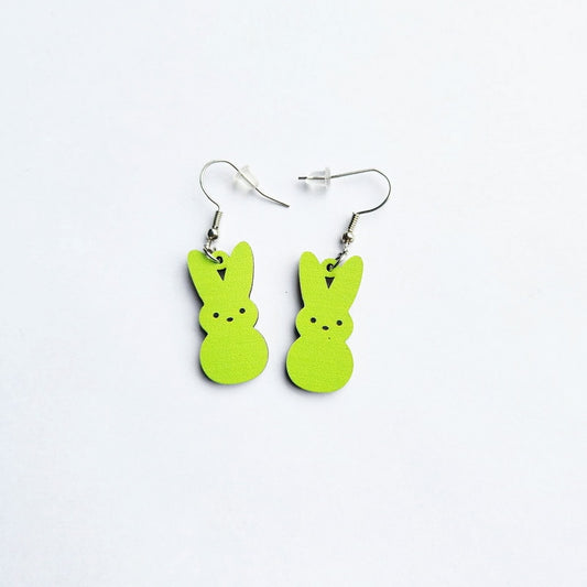 Green Rabbit Wooden Drop Earrings Women Gifts Earring Cute Girls Eardrop Jewelry