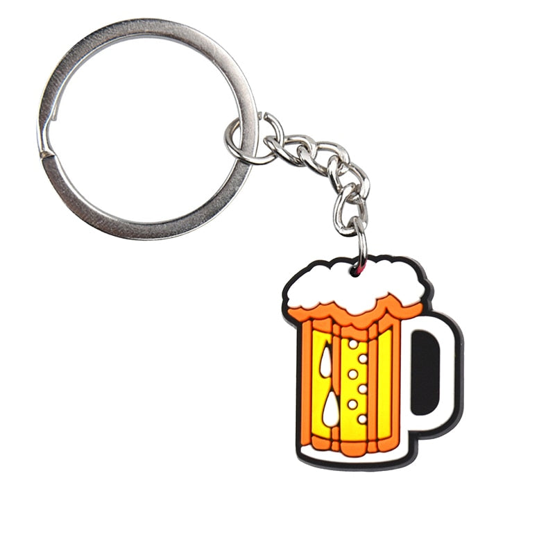 Creative Beer Mug Keyring Gift for Men Cartoon Keychains Souvenir Jewelry Bag