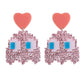 Peach Robot Acrylic Drop Earrings Women Travel Fashion Cartoon Earrings Creative