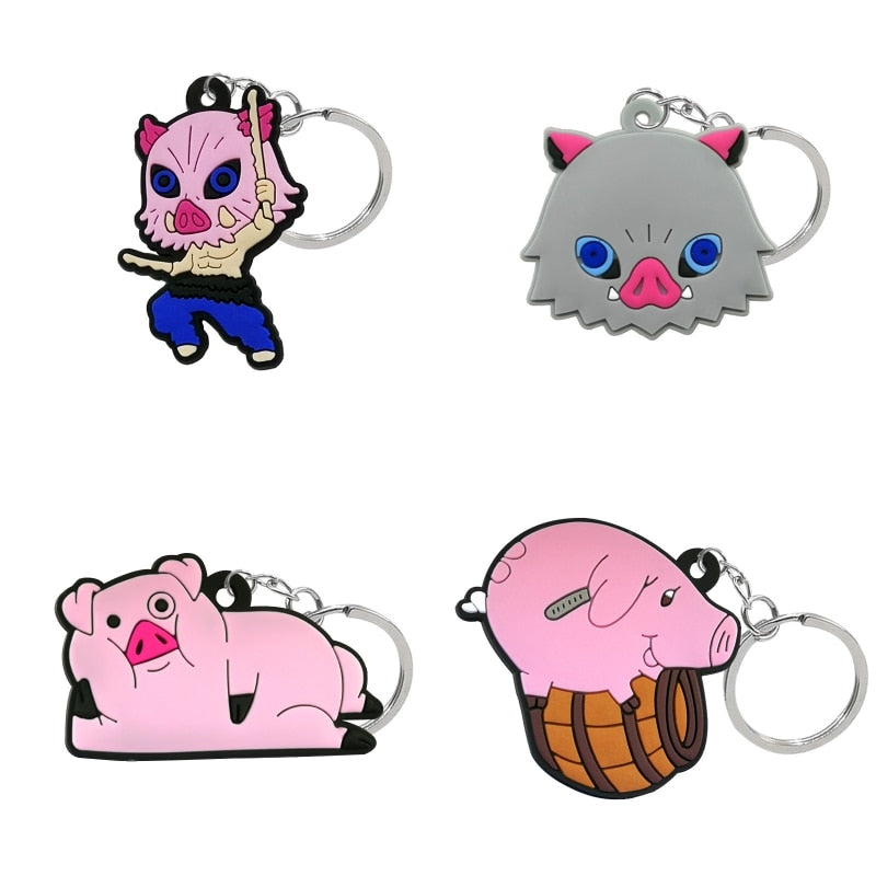 14 Styles Anime Keychain Cute Pigs Lovely Pink Animal Keyring Kids Toys Gadget