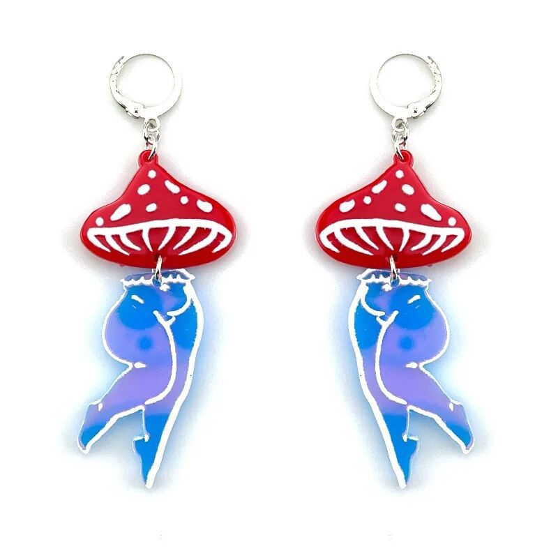 Mushroom Legs Acrylic Drop Earrings Women Travel Fashion Cartoon Earrings