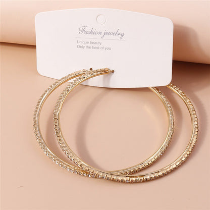 Large Rhinestone Hoop Earrings For Women Girl Fashion Modern Jewelry Gift