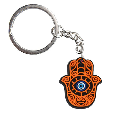 Orange Palm Hand Lucky Evil Eye Keychain Cartoon Key Holder Car handbag Keyring