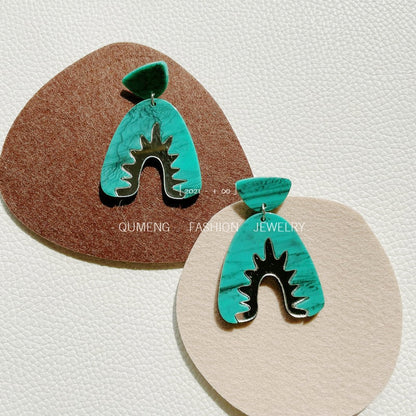 Turquoise Acrylic Drop Earrings Women Travel Fashion Cartoon Earrings Creative