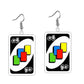 Mixed Card Uno Game Drop Earrings Hip Hop Women Party Gift Jewelry Ear Fashion