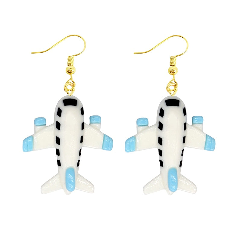 Creative Funny Design Airplane Drop Earrings Women Creativity Jewelry Cute