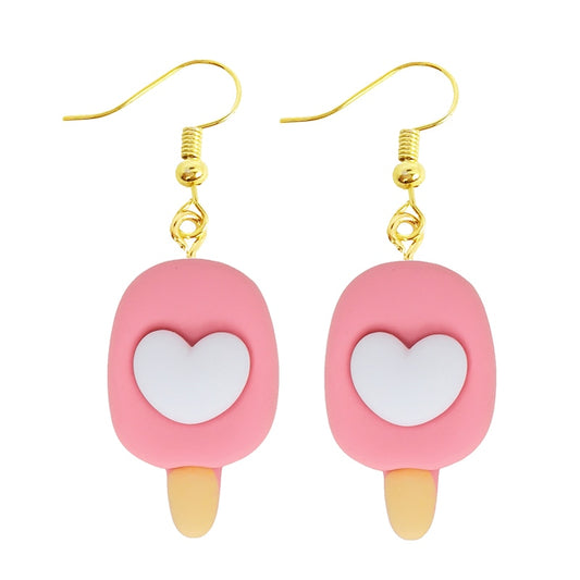 Heart Ice Cream Drop Earrings Women Art Fashion Cartoon Earrings Creative