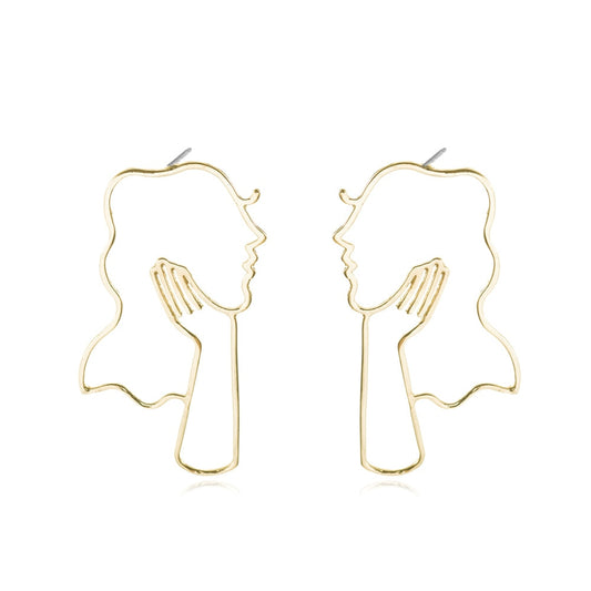 Retro Abstract Hair Hand Drop Earrings Women Travel Fashion Cartoon Earrings