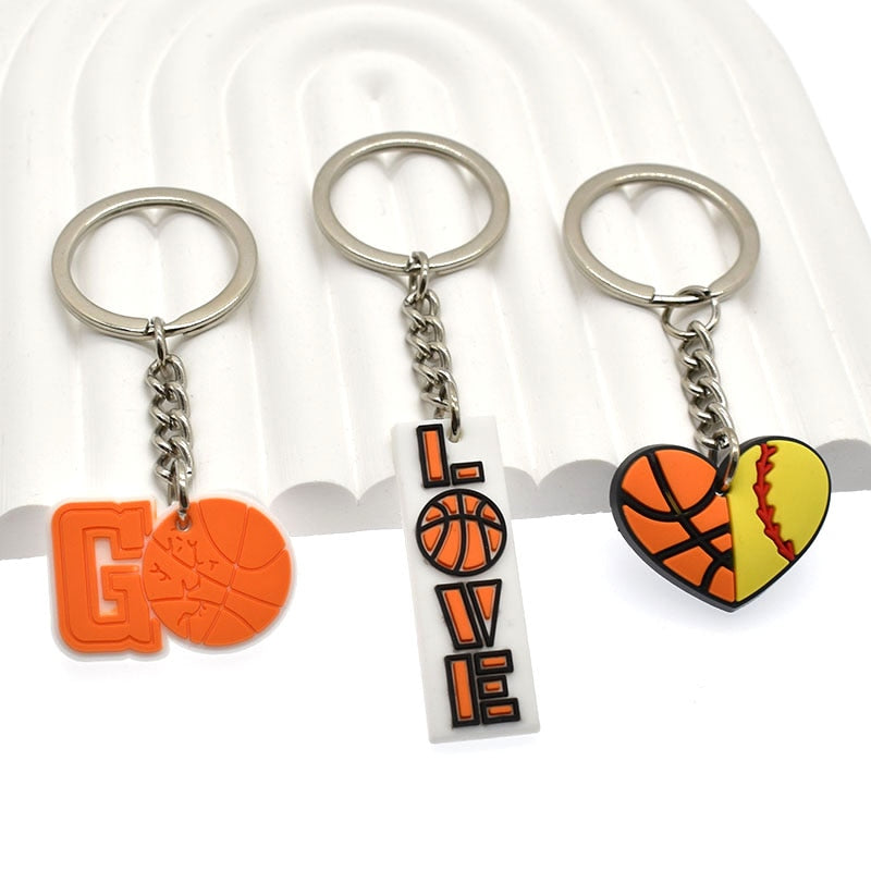 12 Styles PVC Sports Team Basketball Sportsman's Gift Keychain Car Keyring