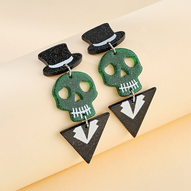 Skull Hat Suite Drop Earrings Women Travel Fashion Cartoon Earrings Creative