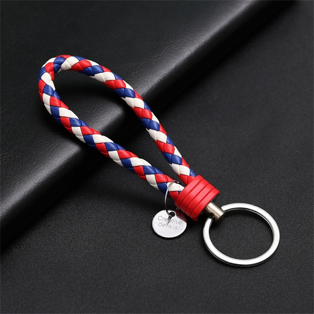 39 Styles PU Leather Braided Woven Rope Keychain DIY Bag Pendant Key Chain