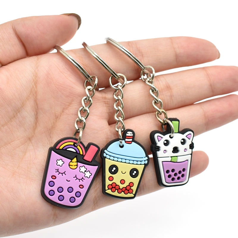 29 Styles Milk Tea Bubble Tea Cup Keychain Cartoon Key Holder Car handbag