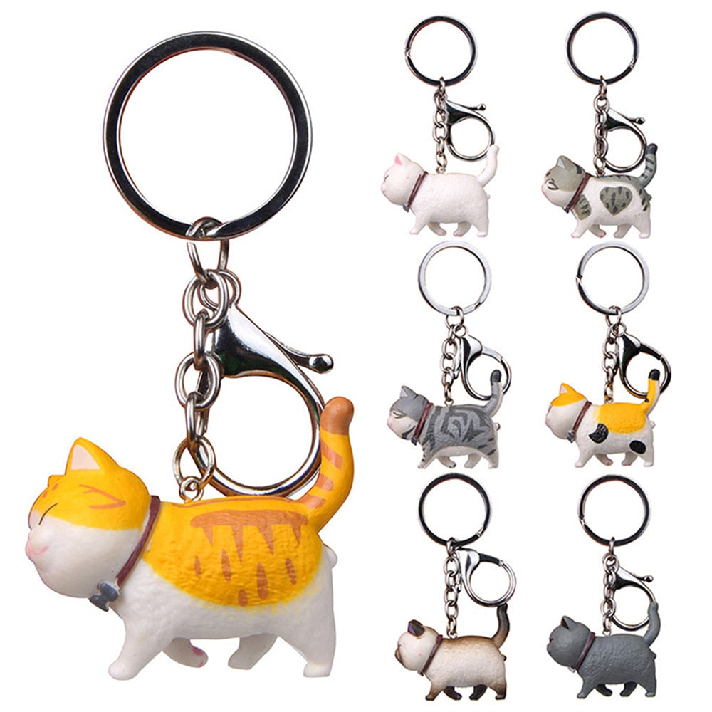 9 Colors Cute Cartoon Cat Pendant Keychain Fashion Bag Charms Ornament for Men