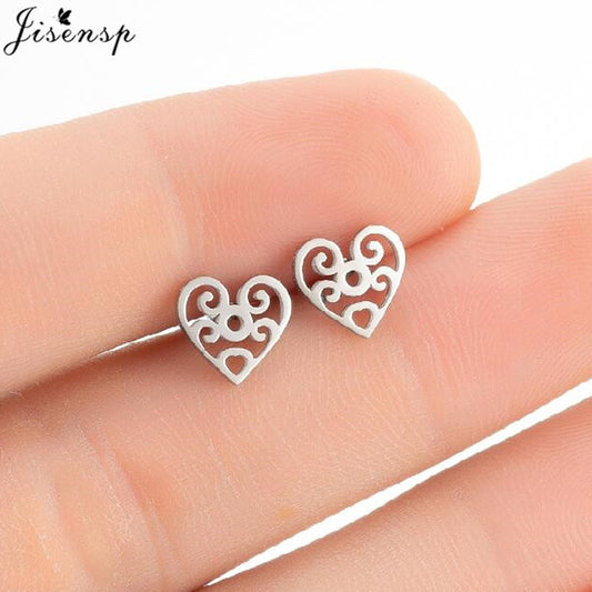 Swirl Heart Stainless Steel Earrings Women Jewelry Small Studs Gifts Earring