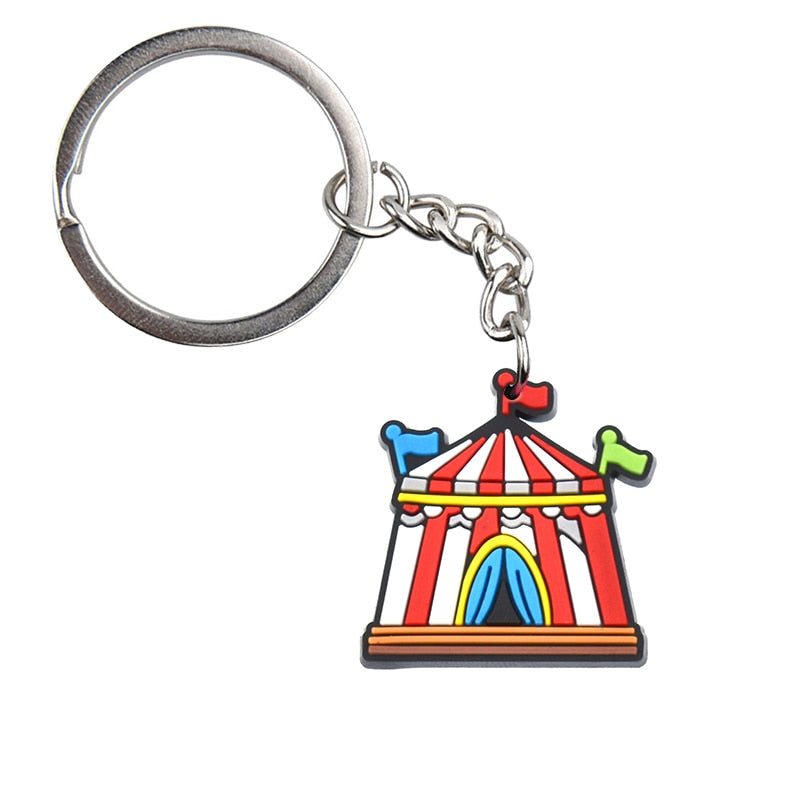 Circus Show Keyring Cartoon Keychains Souvenir Jewelry Bag Pendant Gift