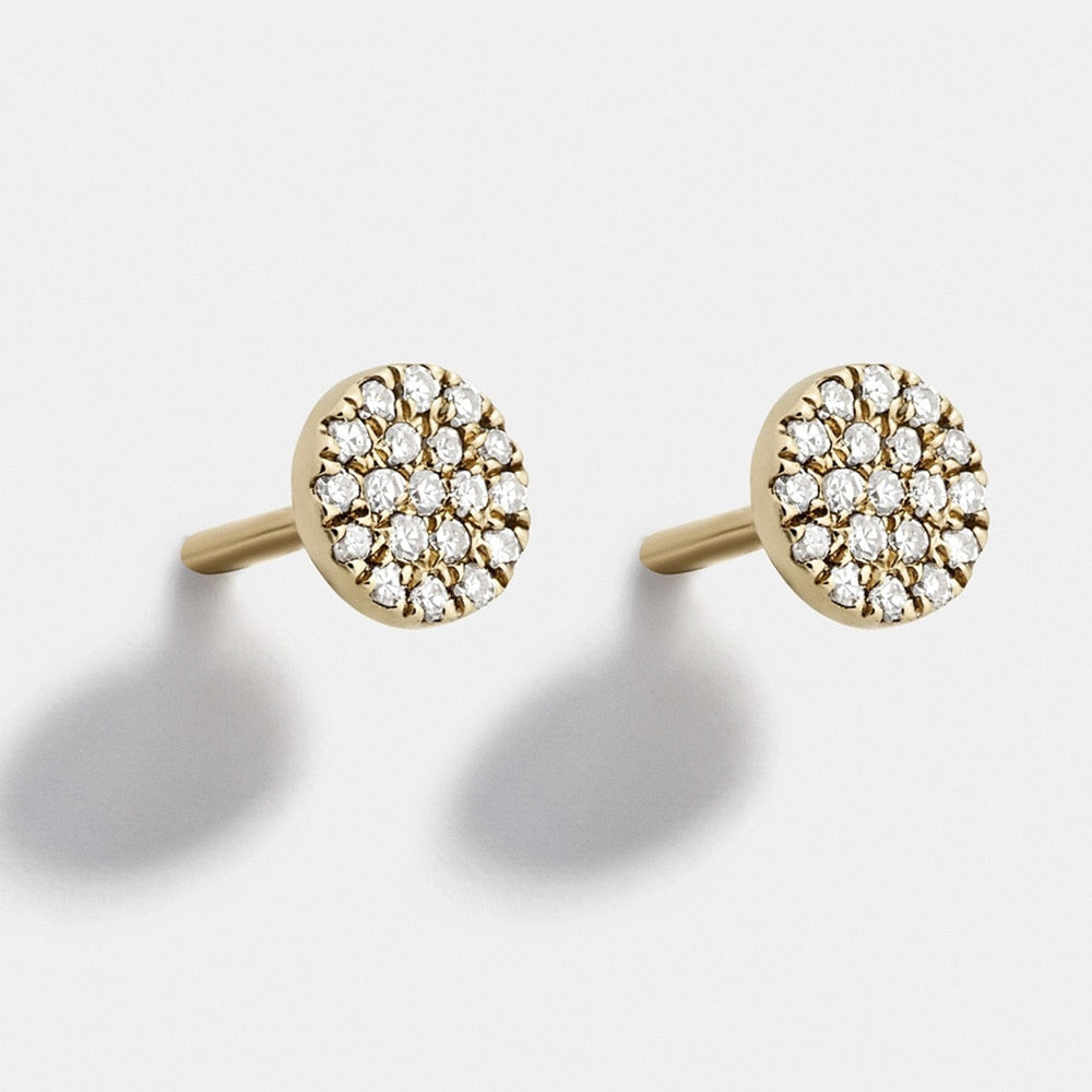 Simple Crystal Round Stud Earrings Vintage Silver Earrings Women Fashion