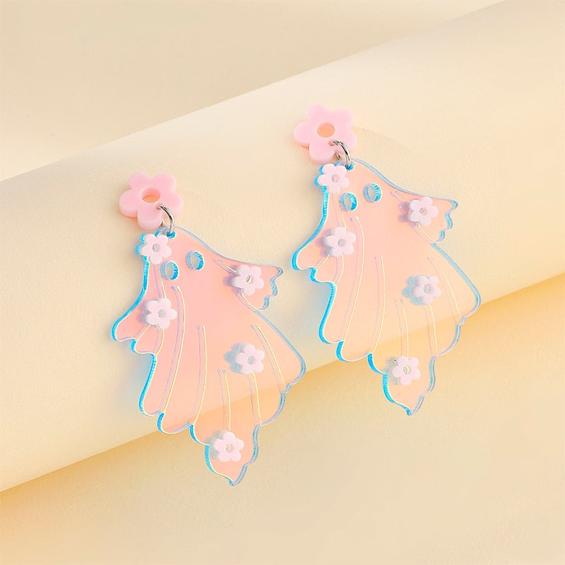 Flower Ghost Drop Earrings Women Travel Fashion Cartoon Earrings Creative