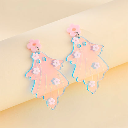 Flower Ghost Drop Earrings Women Travel Fashion Cartoon Earrings Creative