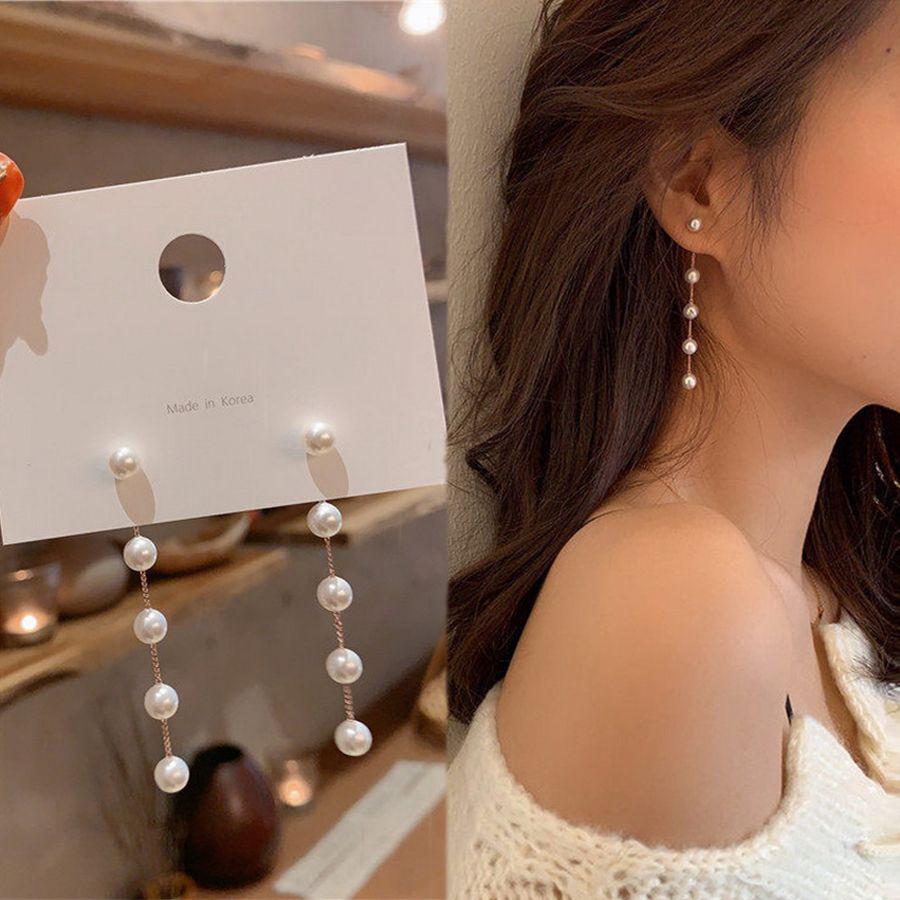 Pearl Tassel Drop Earrings Women Party Wedding Jewelry Dangle Gifts Earrings